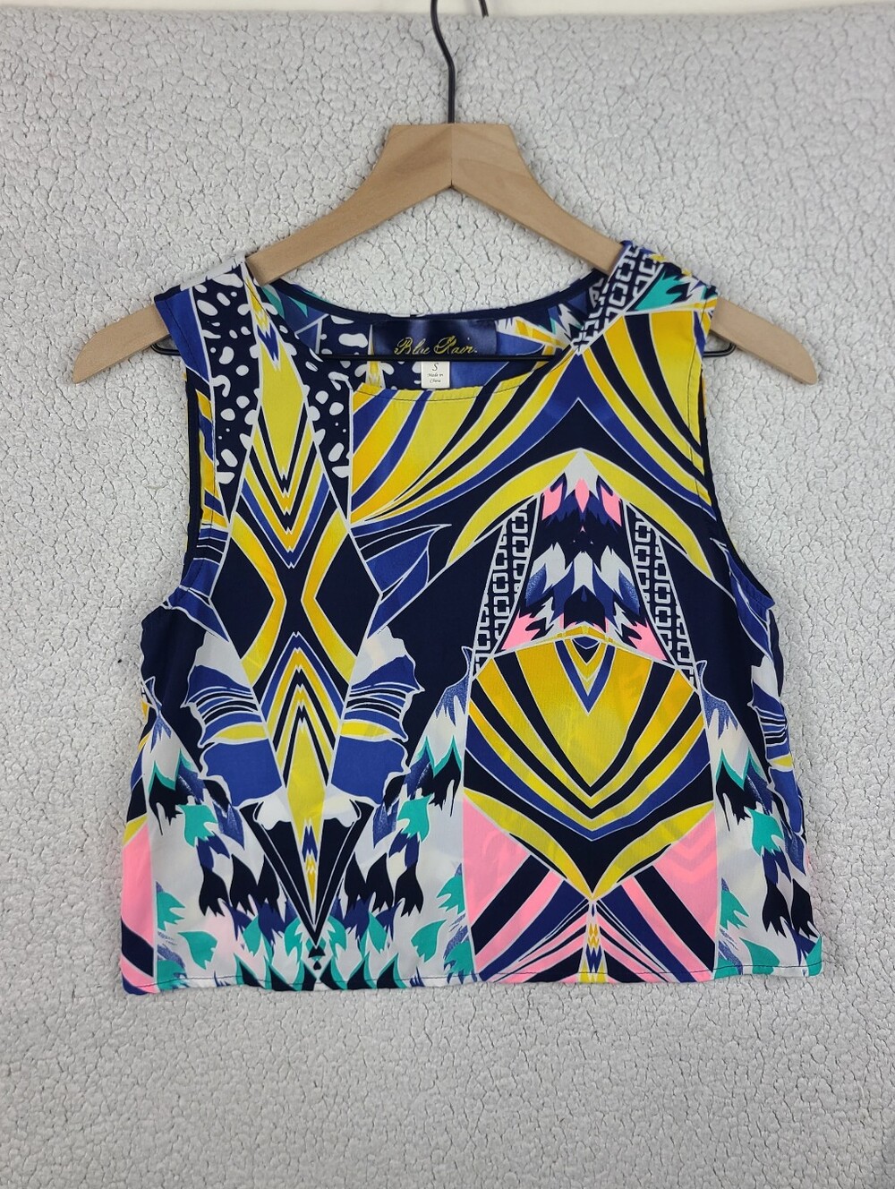 Blue Rain Colorful Geometric Print Sleeveless Blouse Size S Scoop Neck